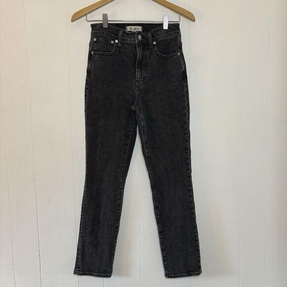 Madewell Perfect Vintage Jeans Black Denim Dark Wash Womens Size 24 High Rise - Picture 2 of 14